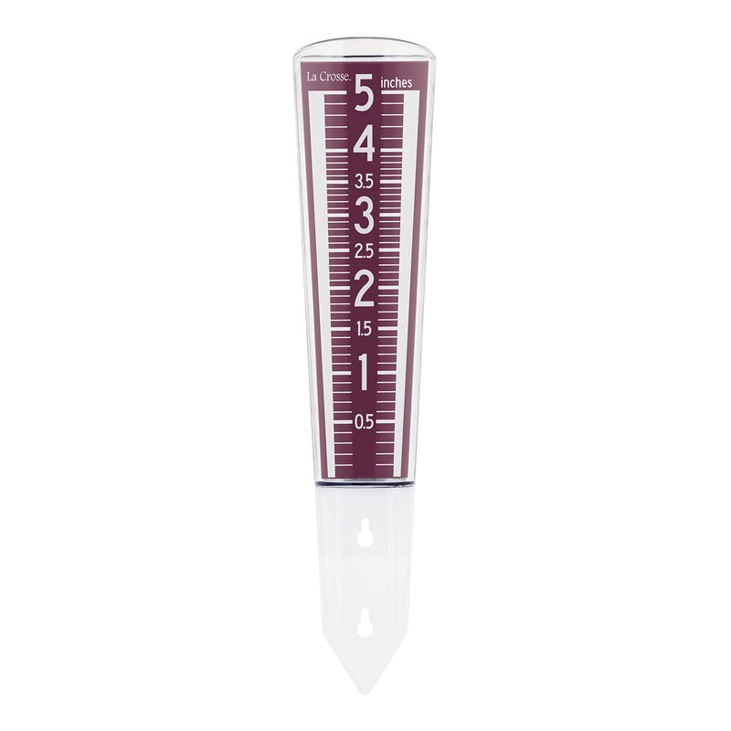 La Crosse Technology La Crosse 704-1531R-INT Large Magnifying Easy Read 5-Inch Capacity Acrylic Rain Gauge in Burgundy - Image 1